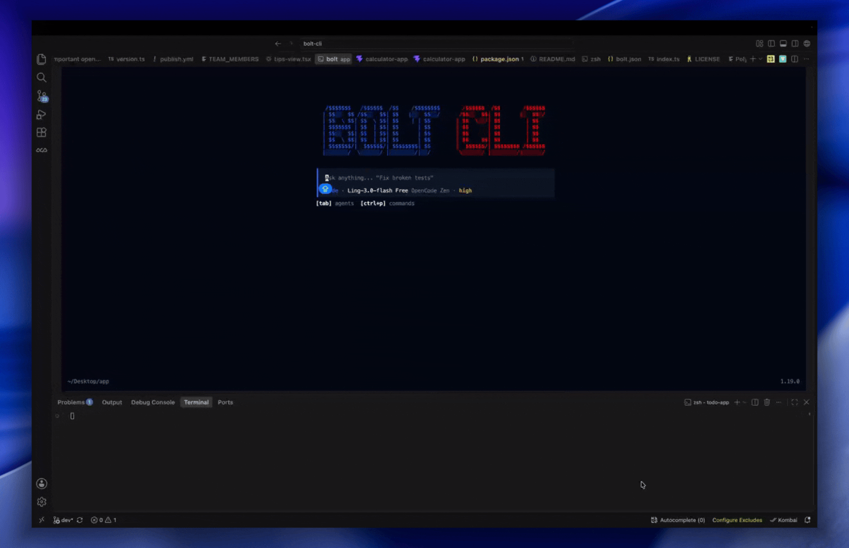 Recorded Bolt CLI session running in a terminal